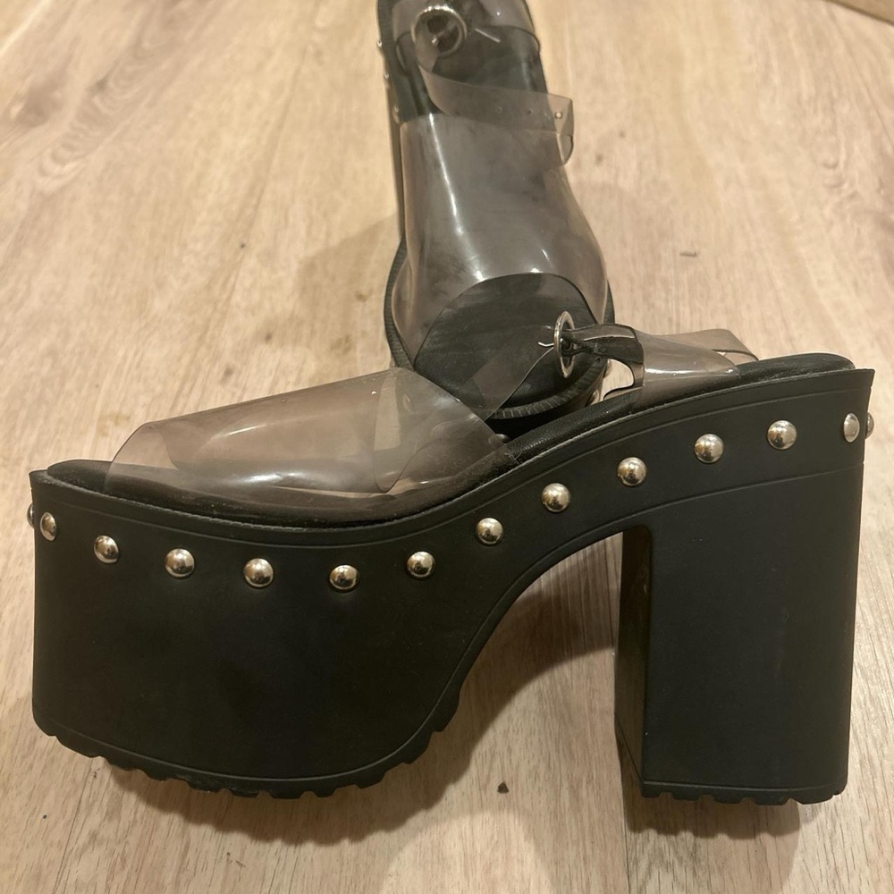 Studded Black Platform Heels